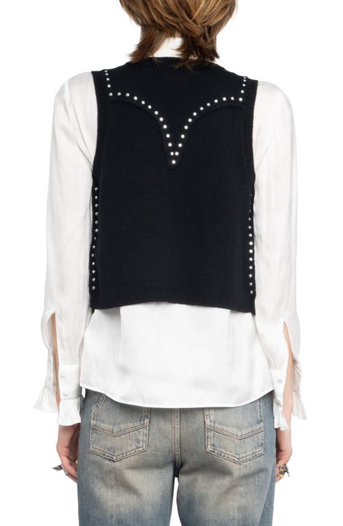 Zadig & Voltaire Dublin Stud Detail Wool & Cashmere Sweater Vest In Black