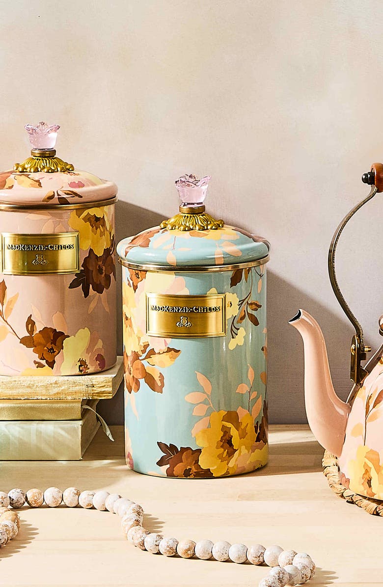 MACKENZIE CHILDS Wild Rose Slate Large Canister, Alternate, color, Blue