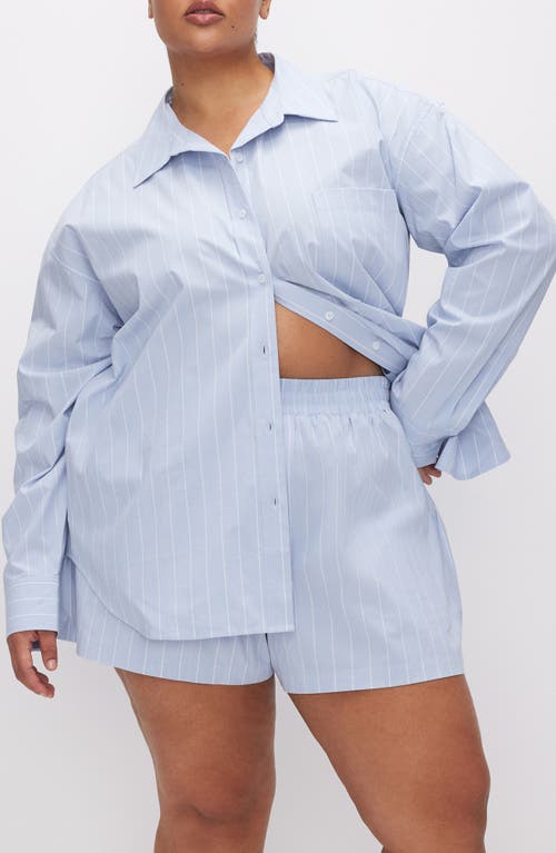 GOOD AMERICAN GOOD AMERICAN OVERSIZE STRIPE STRETCH COTTON POPLIN BUTTON-UP SHIRT 