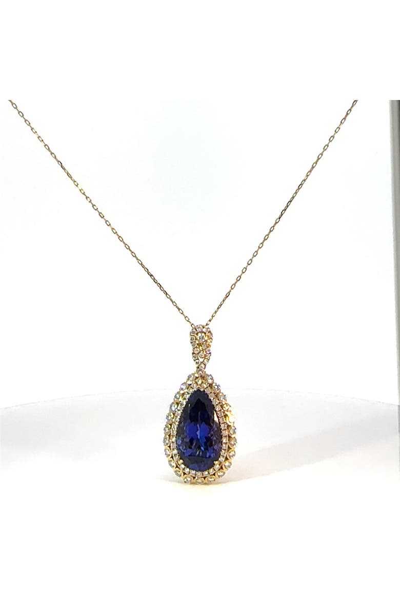 10.77ct Tanzanite Diamond Teardrop Pendant 18K Yellow Gold 18in, Alternate, color, yellow