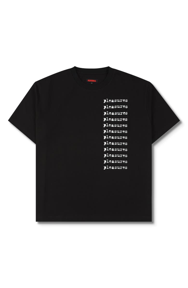 PLEASURES Slip Pocket Logo Graphic T-Shirt, Main, color, Black
