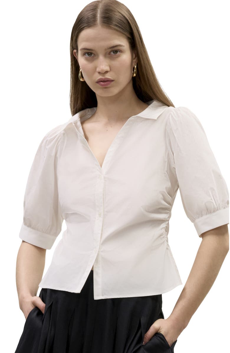 Rebecca Taylor Isla Poplin Shirt, Main, color, Milk