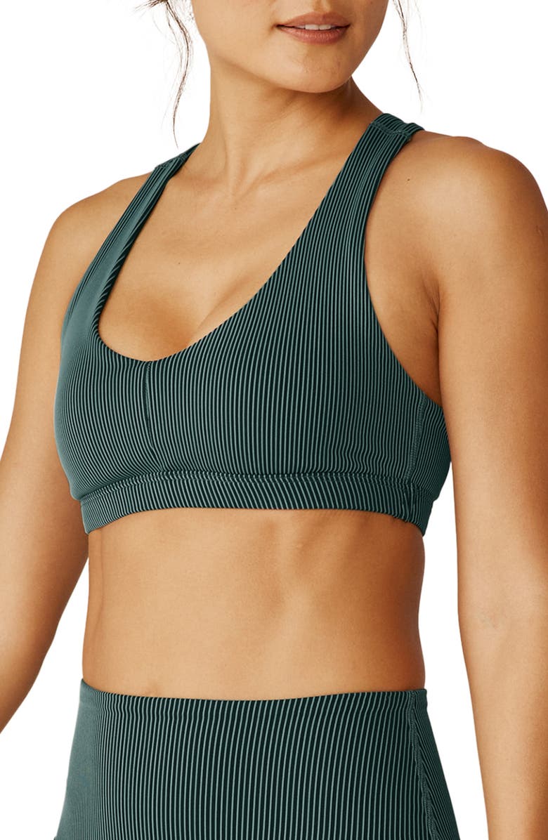 Beyond Yoga Dimensions Sports Bra, Alternate, color, Storm
