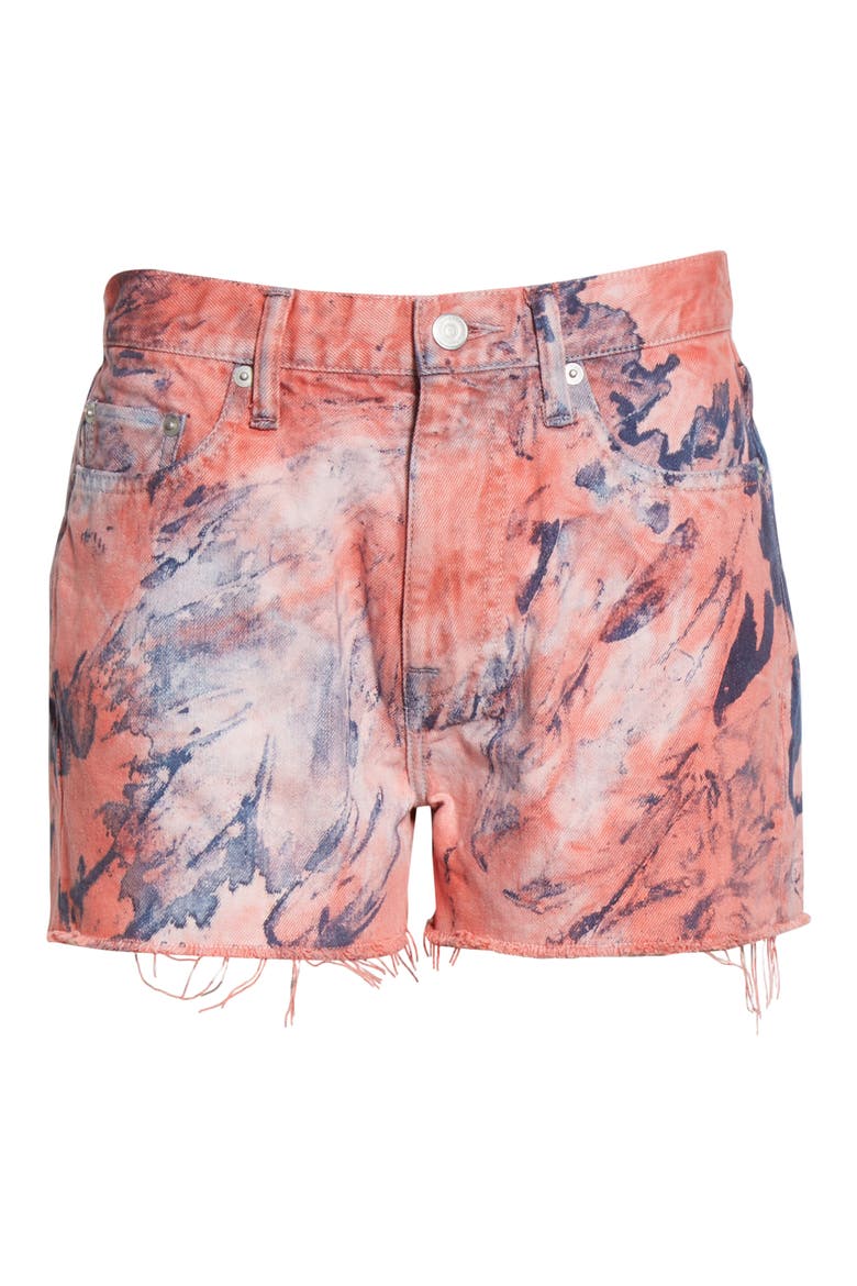 Brady Spin Art Tie Dye High Waist Cutoff Denim Shorts, Alternate, color, SPIN ART
