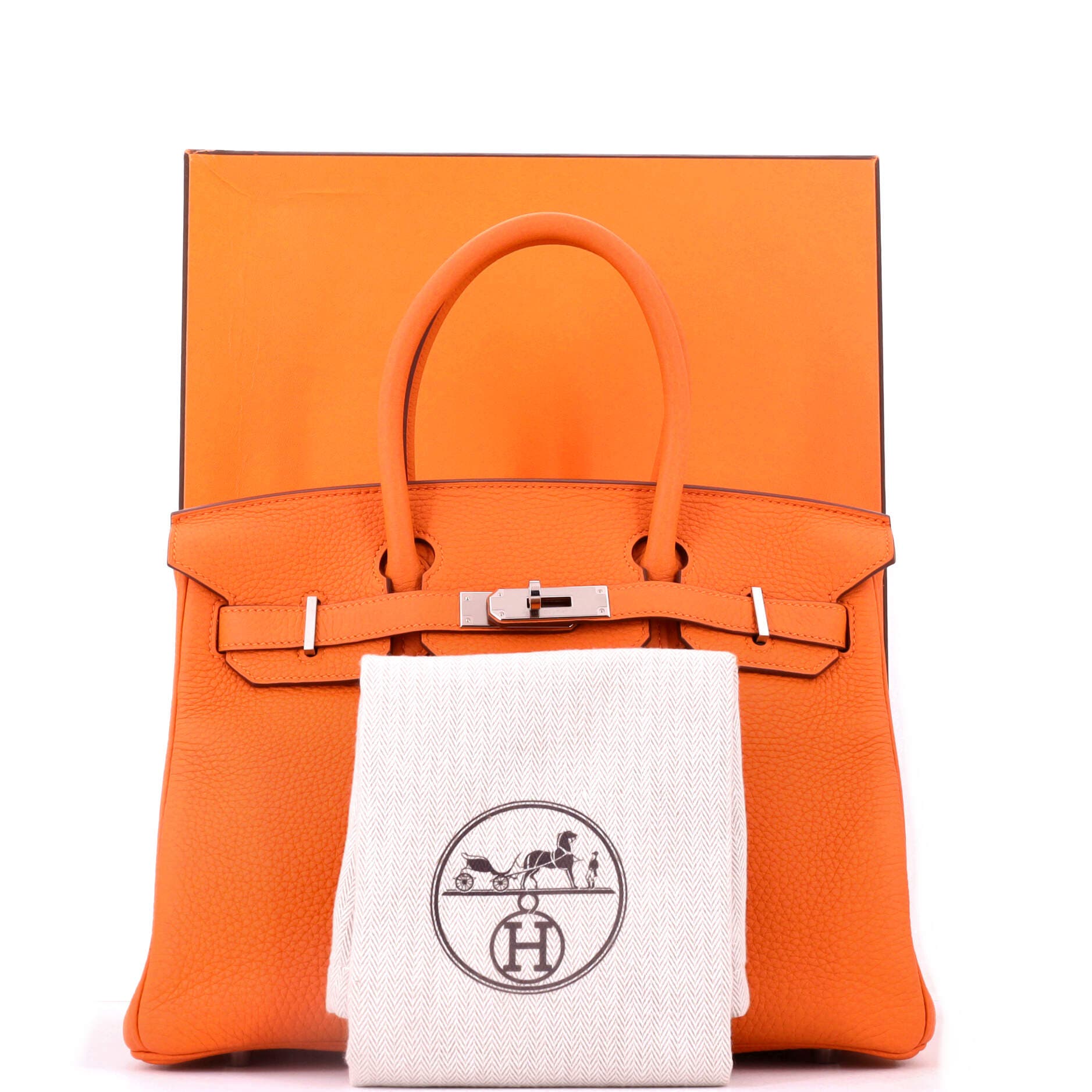 Birkin Handbag Orange Clemence with Palladium Hardware 30, Alternate, color, Orange