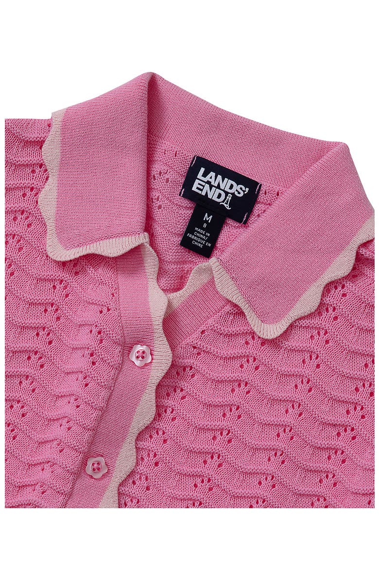Girls Short Sleeve Collared Sweater, Alternate, color, Prism Pink