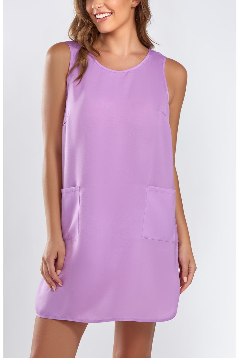 Satin Sleeveless Dress with Pockets, Main, color, Purple