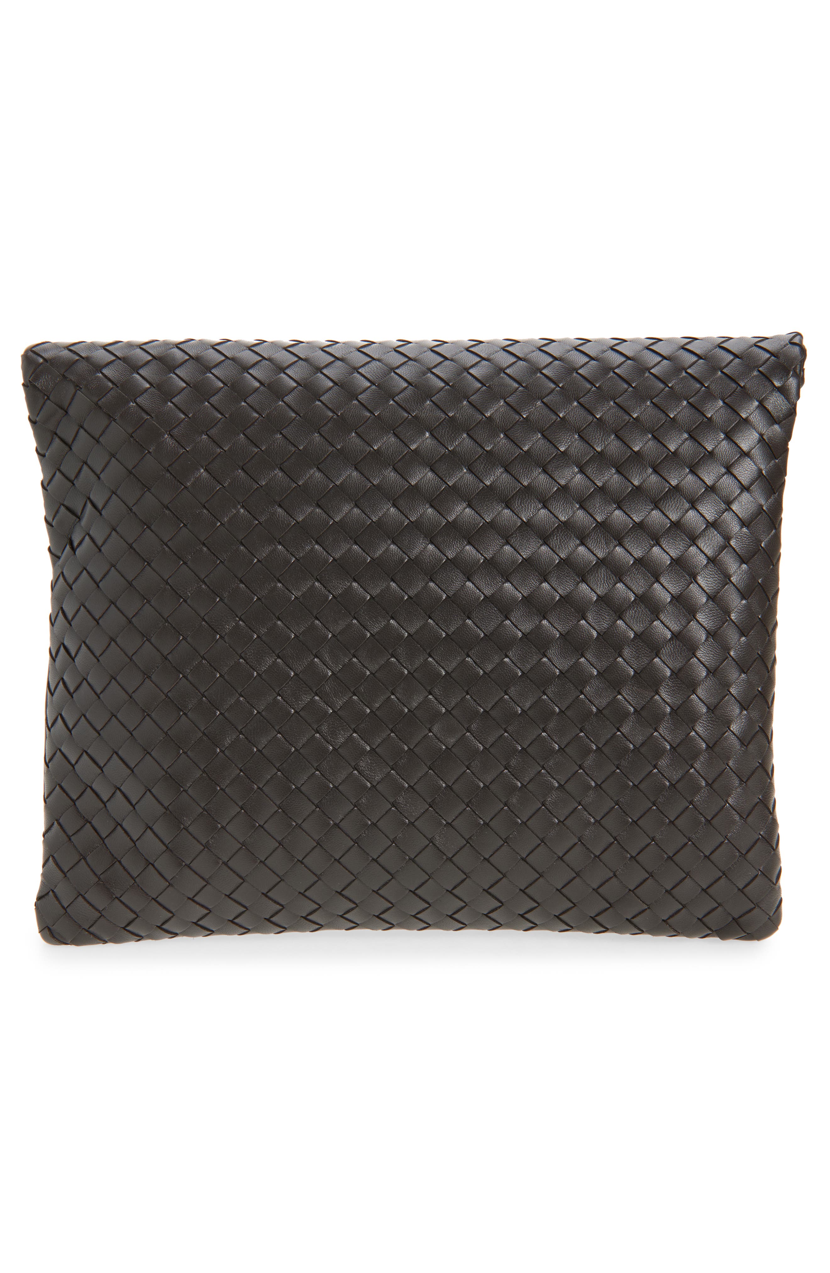 Intrecciato Leather Pouch Clutch, Alternate, color, 2094 ESPRESSO-BRASS V