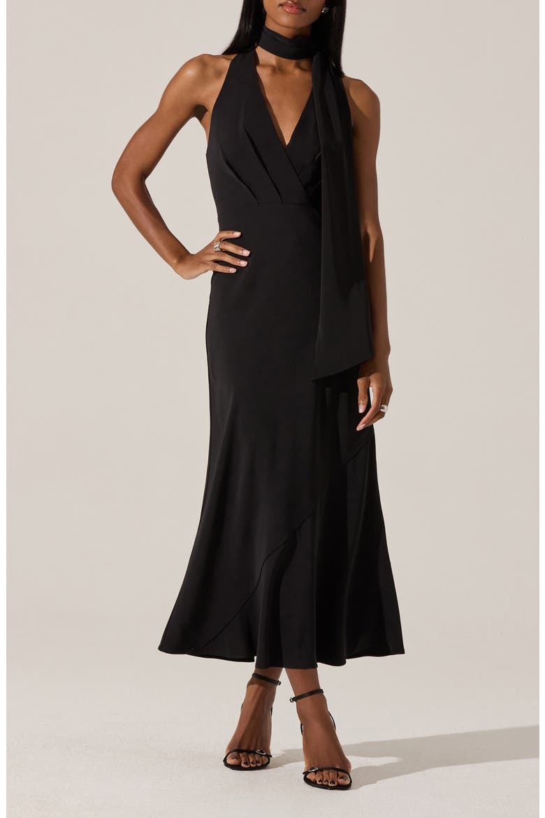 Hilaire Halter Neck Dress, Main, color, BLACK