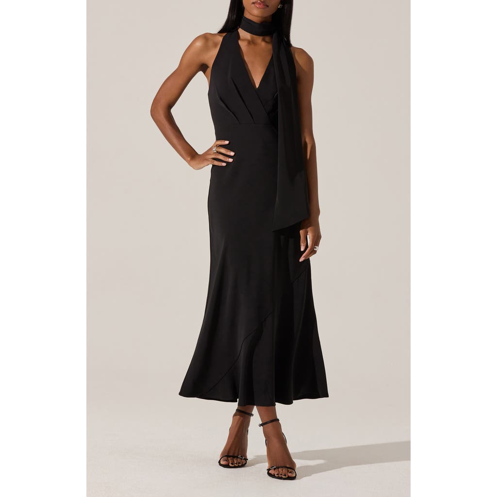 Astr The Label Hilaire Halter Neck Dress In Black