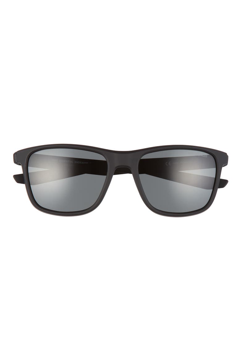 Essential Endeavor 57mm Polarized Square Sunglasses, Main, color, MATTE BLACK/ GREY