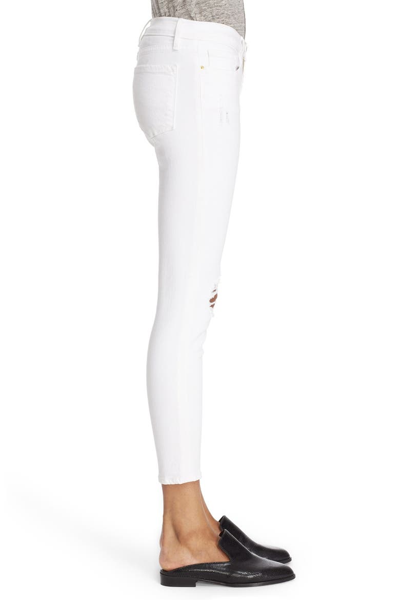 'Le Skinny de Jeanne' Distressed Crop Jeans, Alternate, color, LILAC BLANC