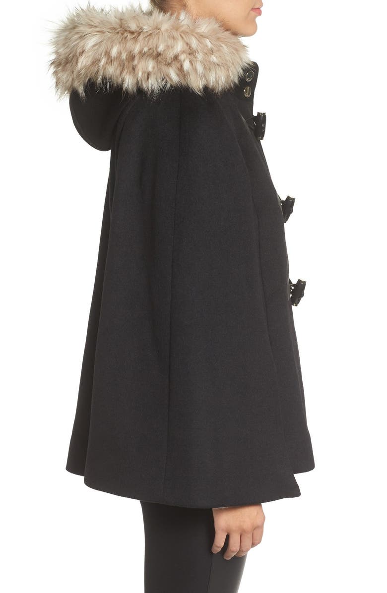 Eliza J Toggle Cape with Faux Fur, Alternate, color, 