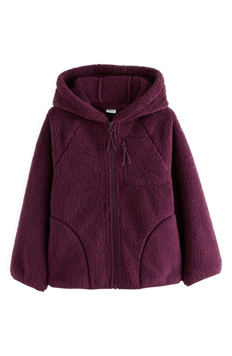 NEXT Kids' High Pile Fleece Jacket, Main, color, Burgundy
