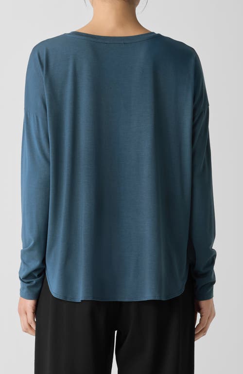 Eileen Fisher Fine Jersey Crewneck Top In Alpine
