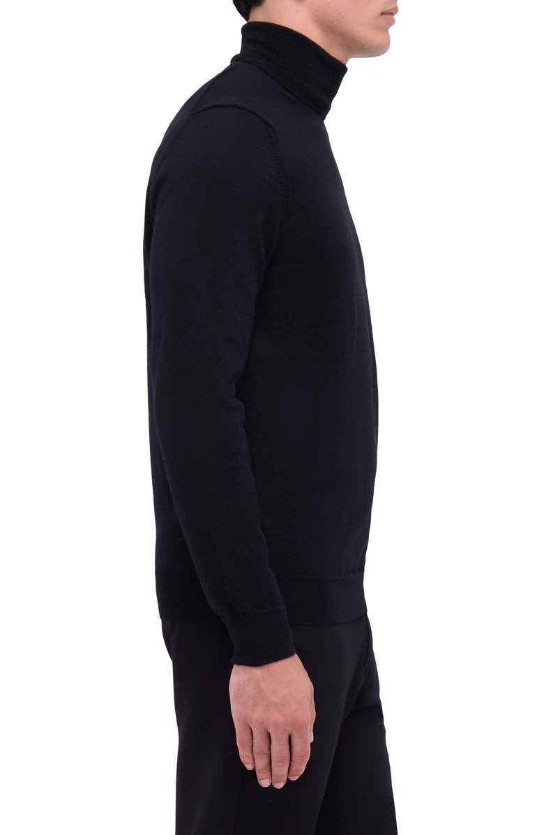 Bugatchi Sawyer Merino Wool Turtleneck Sweater, Alternate, color, Black