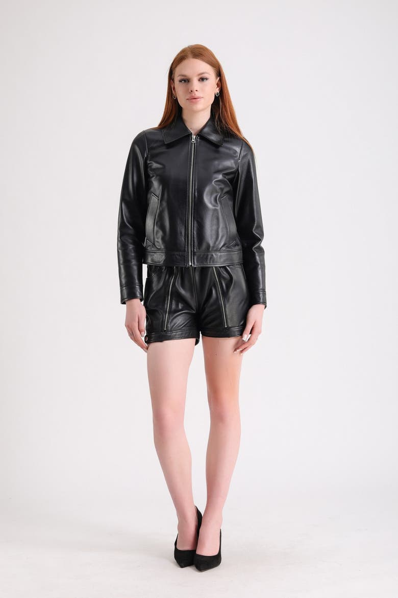 Chloe Leather Jacket, Alternate, color, Black
