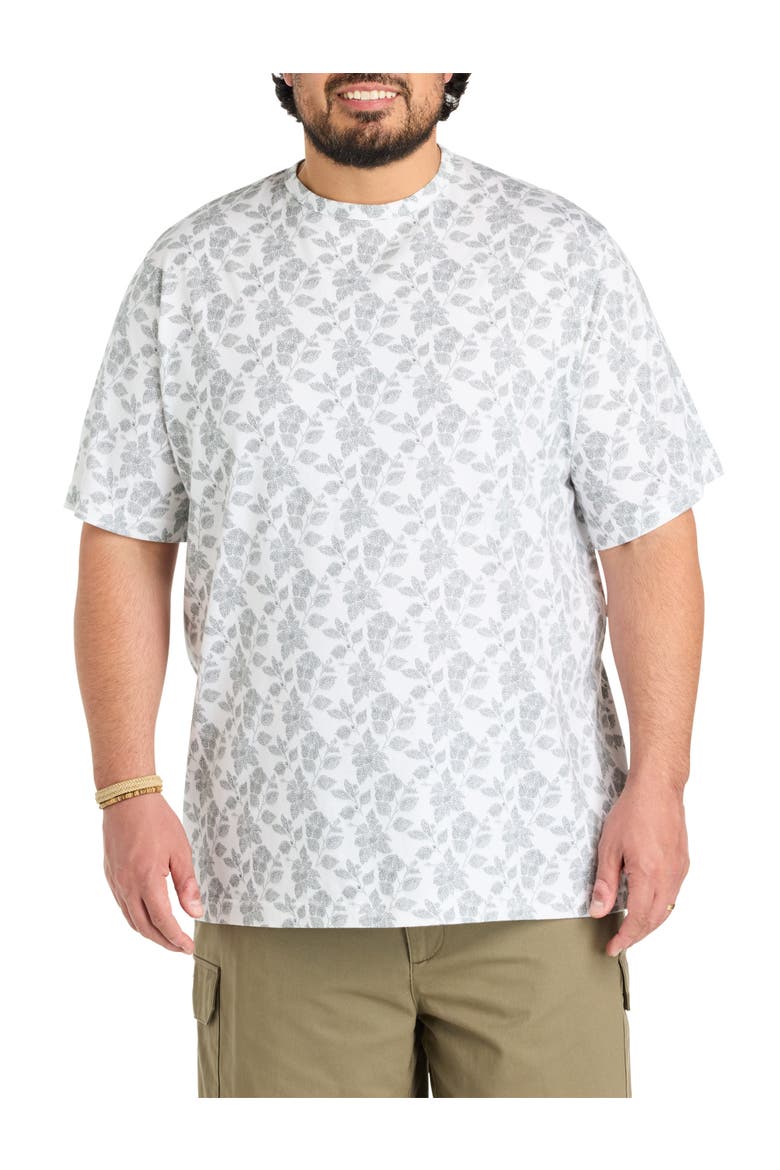 Big & Tall Moisture-Wicking Floral Print T-Shirt, Main, color, BLACK