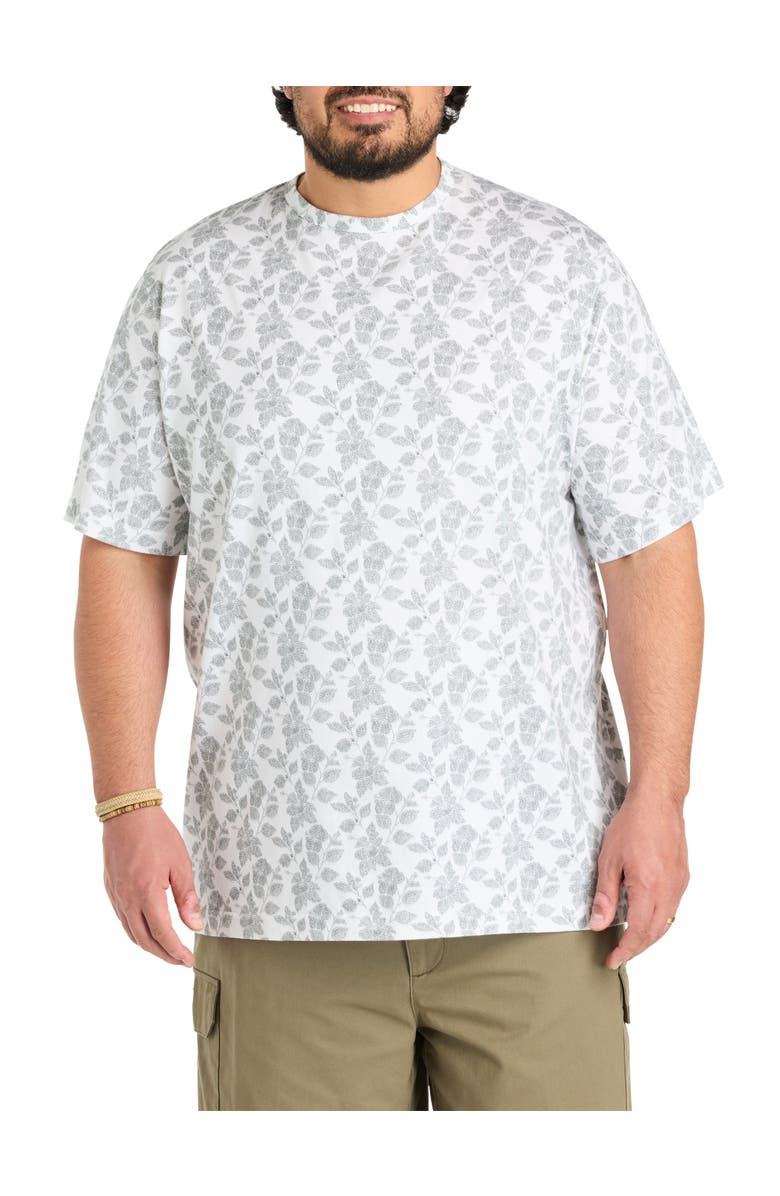 Harbor Bay by DXL Big & Tall Moisture-Wicking Floral Print T-Shirt, Main, color, Black