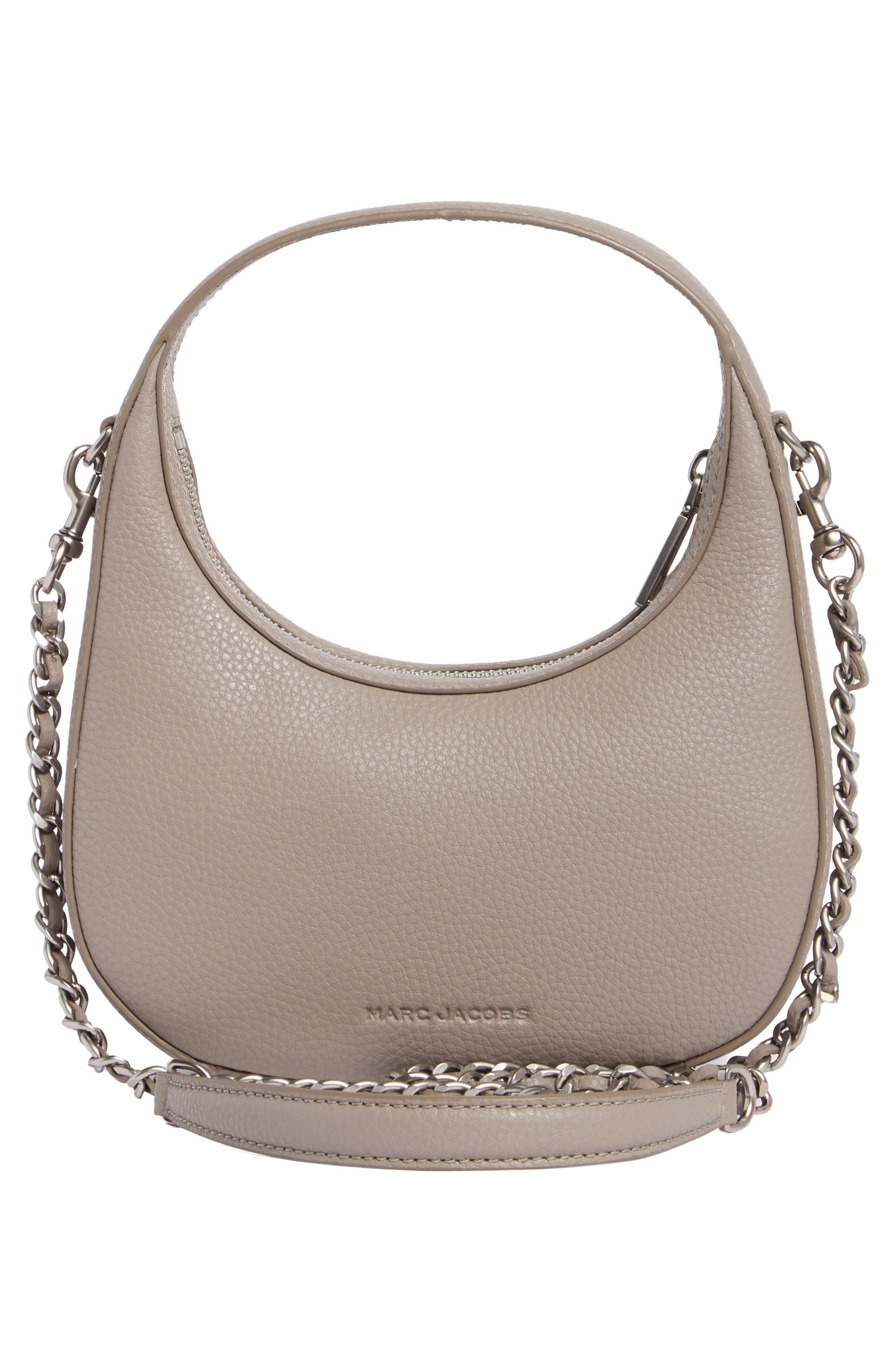 The Leather Small Crescent Bag, Alternate, color, CONCRETE