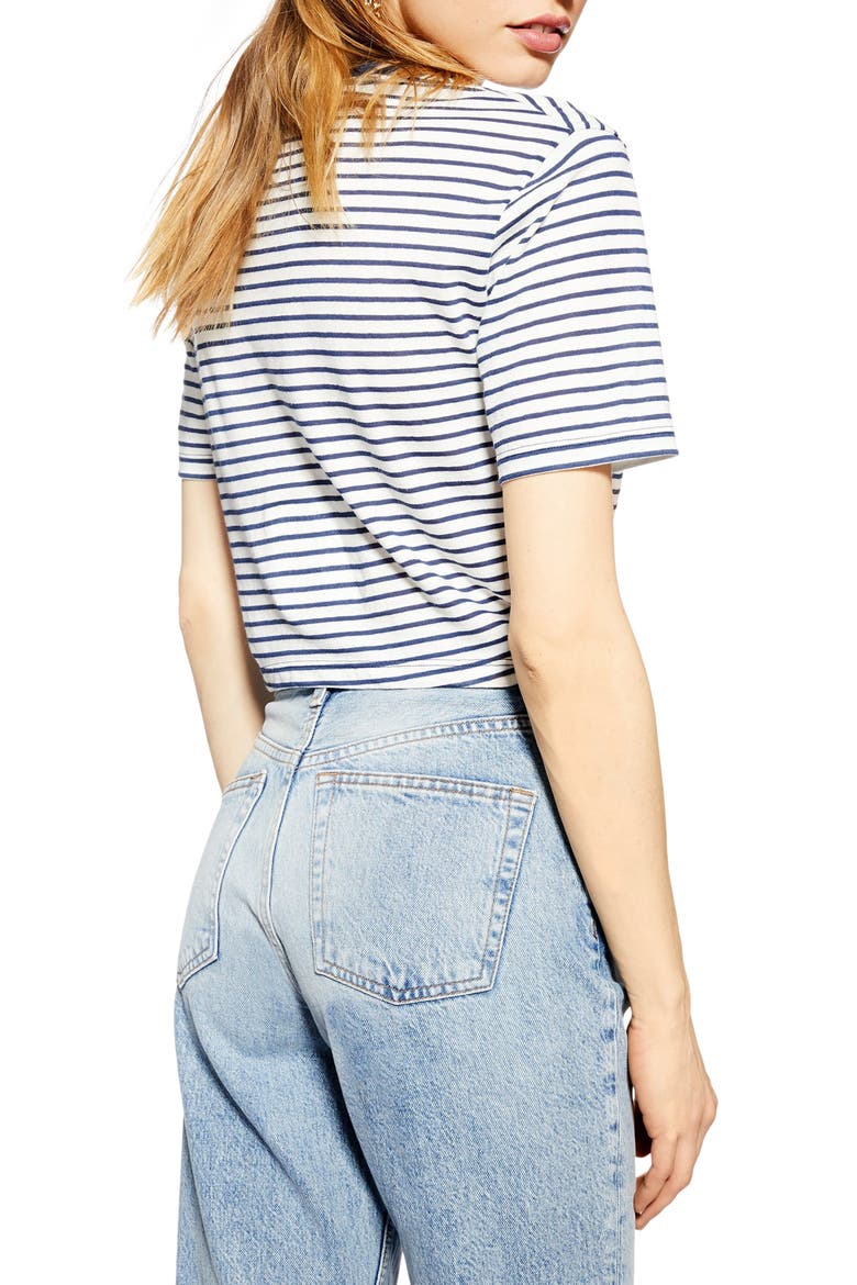 Twist Front Tee, Alternate, color, BLUE MULTI