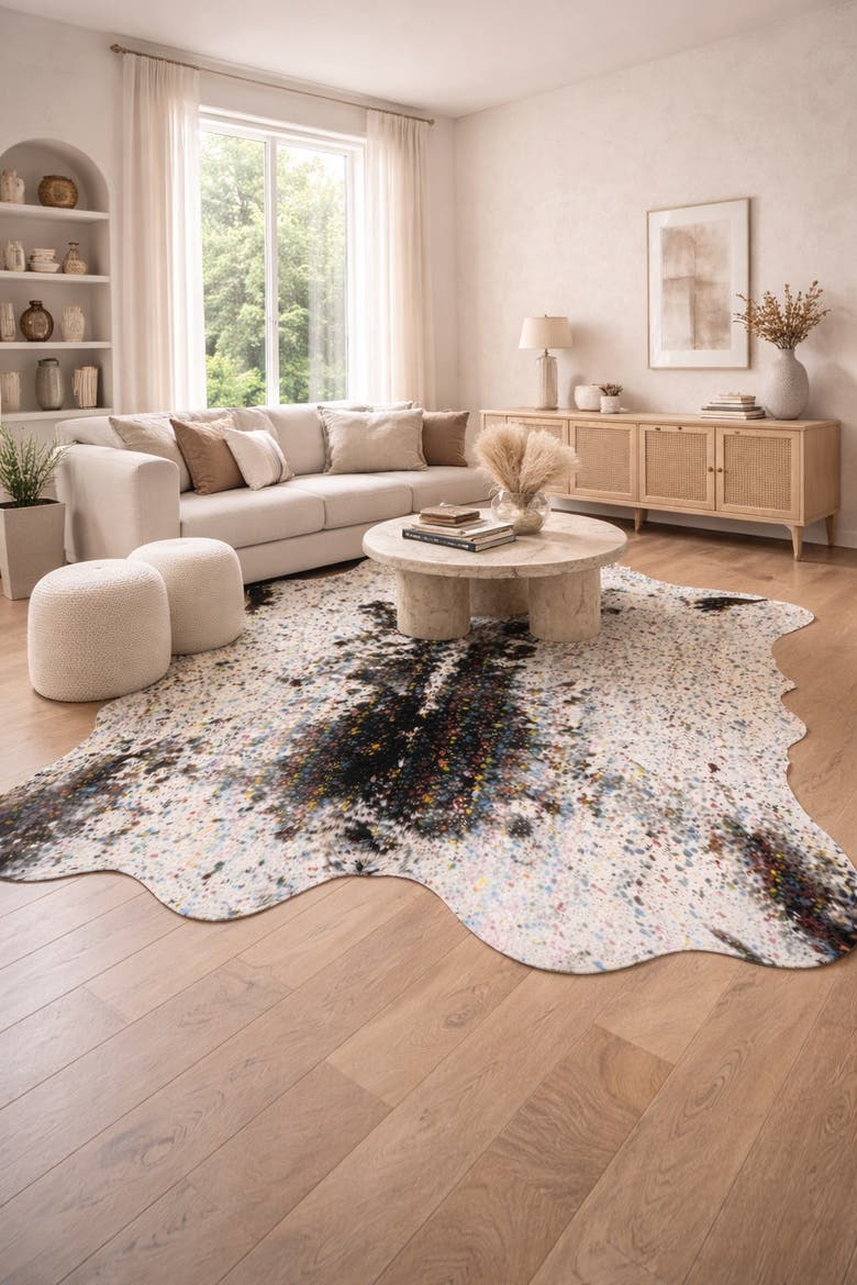Eco Hides Luma Metallic Color Cowhide Rug 7'5" × 6'9", Alternate, color, Metallic