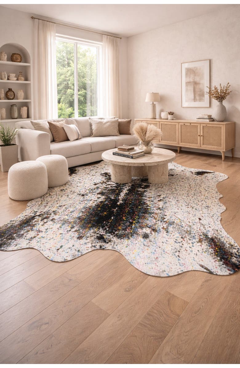 Rhacam Eco Hides Luma Metallic Color Cowhide Rug 7'5" × 6'9", Alternate, color, Metallic