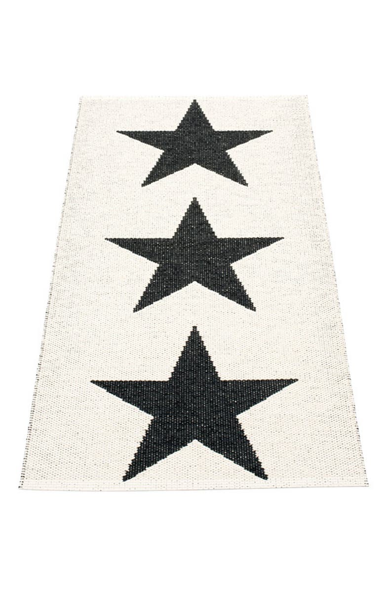 PAPPELINA Viggo Star Pattern Indoor/Outdoor Rug, Alternate, color, Black