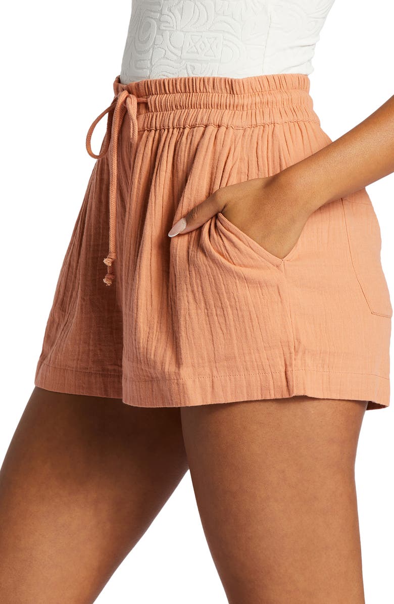 Billabong Cotton Gauze Cover-Up Shorts, Alternate, color, Rose Dawn