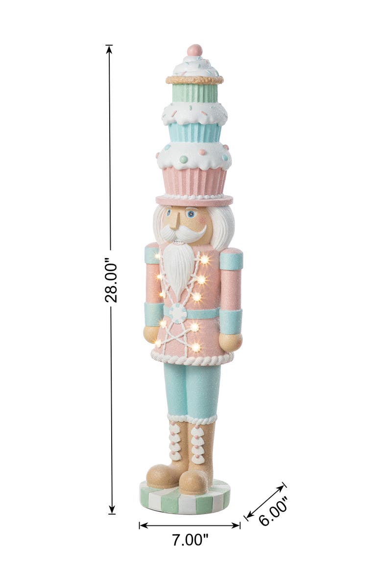 28"H Lighted Macaron Resin Cupcake Nutcracker Porch Decor, Alternate, color, Pink