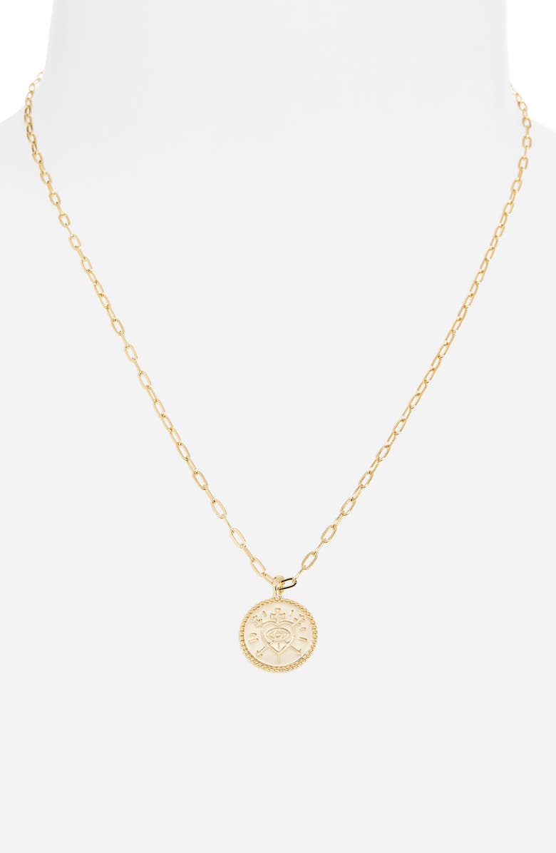 ARGENTO VIVO Engraved Heart Motif Pendant Necklace, Alternate, color, Gold