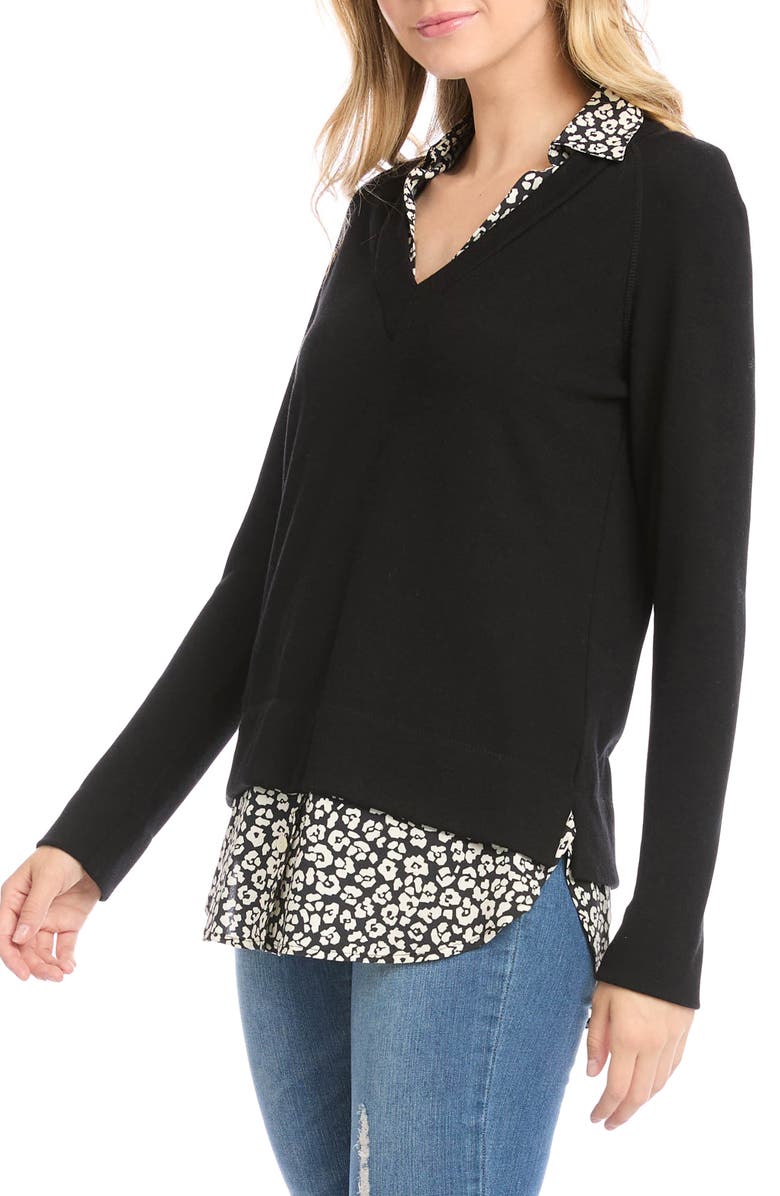 Karen Kane Layered Leopard Twofer Sweater, Alternate, color,