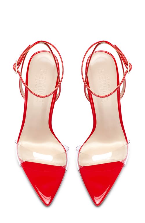 Femme La Gg Ankle Strap Pointed Toe Sandal In Red
