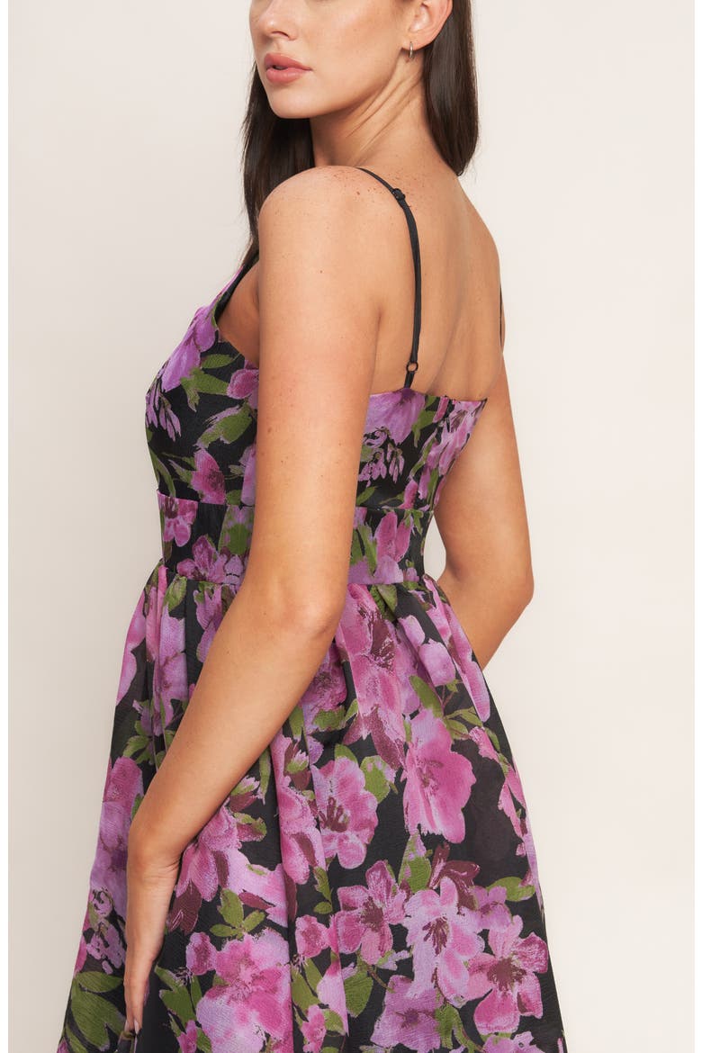 Floral Print Sleeveless Midi Dress, Alternate, color, BLACK