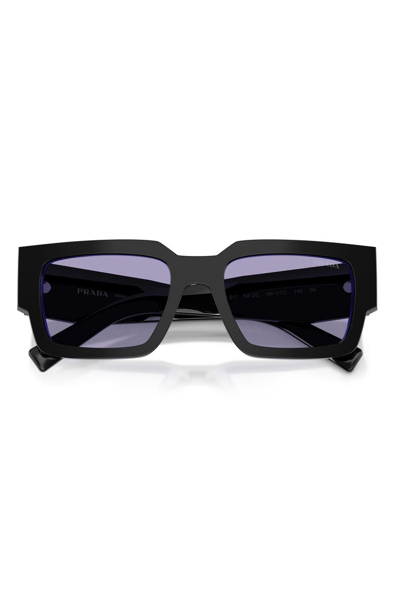 Prada 54mm Rectangular Sunglasses, Alternate, color, Black/ Purple / Violet