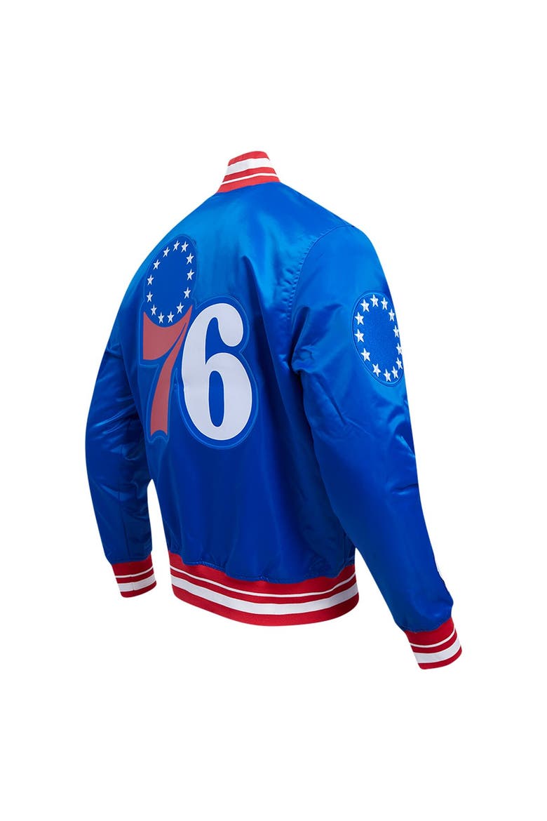 Men's Pro Standard Royal Philadelphia 76ers Script Tail Full-Snap Satin Varsity Jacket, Alternate, color, Royal
