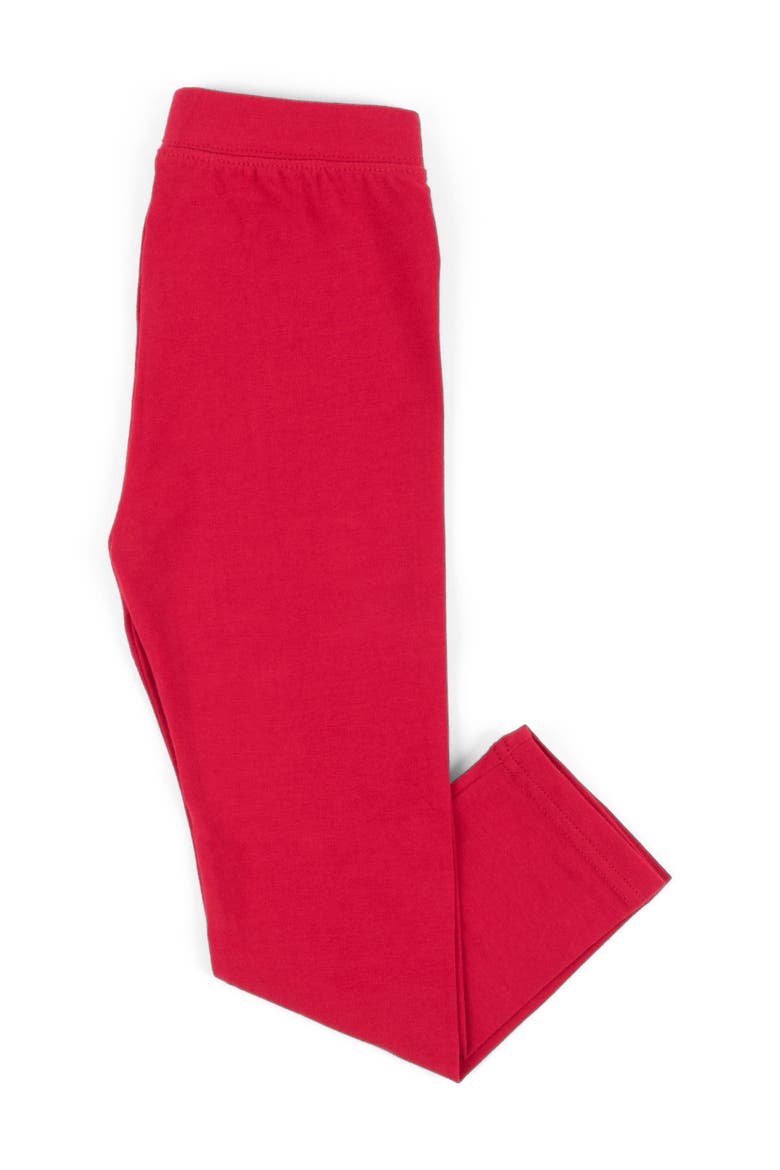 Girls Cotton Leggings, Solid Colors, Alternate, color, RED