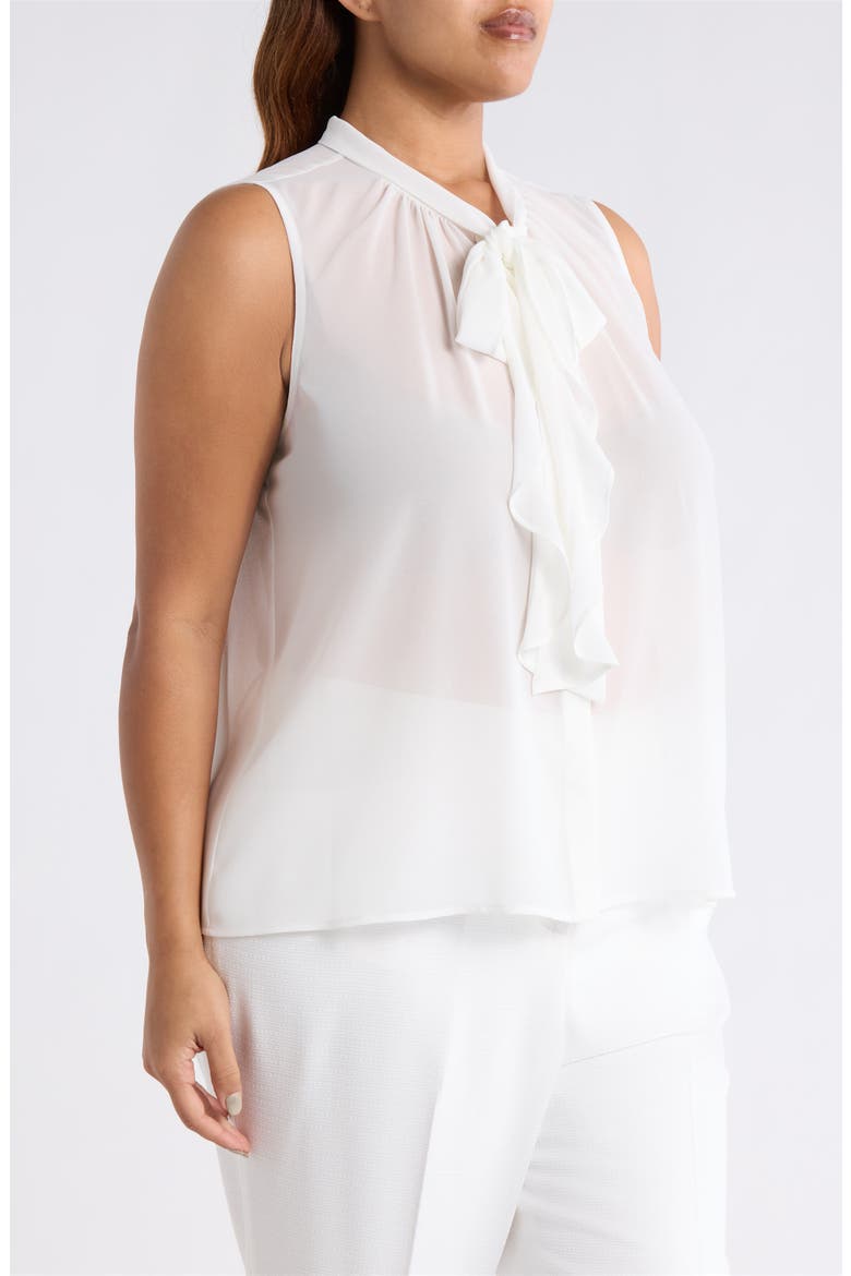Ruffle Tie Sleeveless Chiffon Top, Alternate, color, IVORY