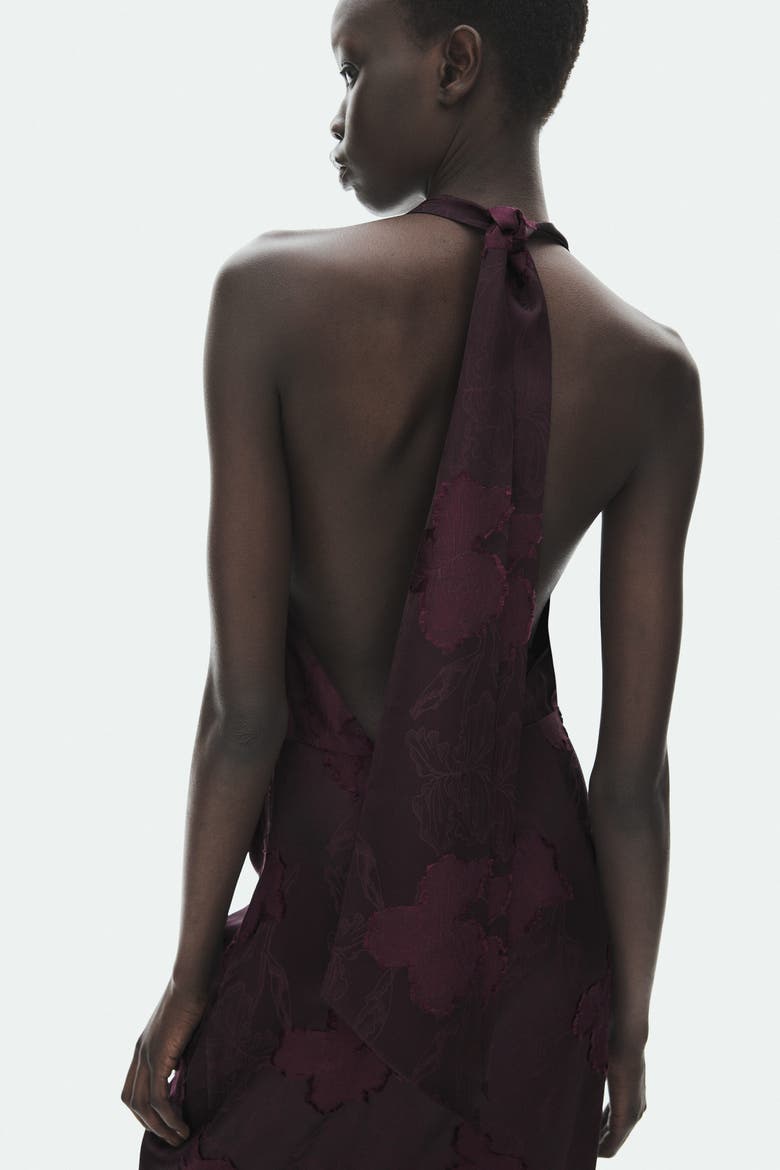 Jacquard-weave Dress With Fringe, Alternate, color, Dark plum purple