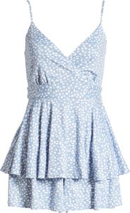 LOVE, NICKIE LEW Love Nickie Lew Double Ruffle Hem Surplice Neck Mini Dress