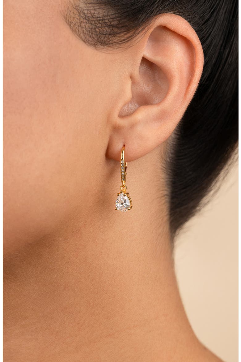 Angelica Pear Cut Cubic Zirconia Drop Earrings, Alternate, color, GOLD