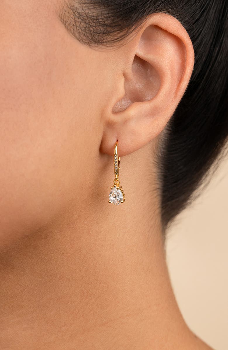 Sterling Forever Angelica Pear Cut Cubic Zirconia Drop Earrings, Alternate, color, Gold