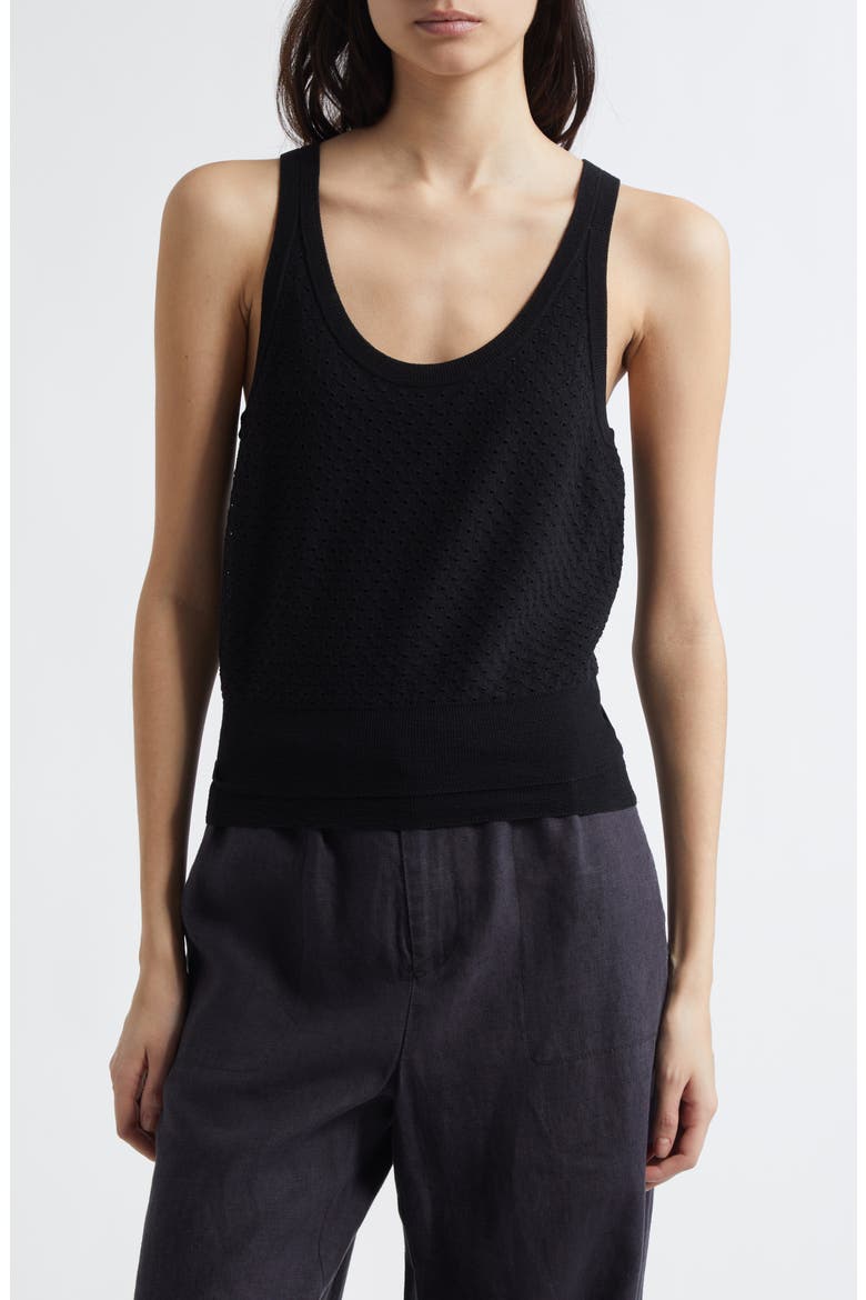 Double Layer Mesh Sweater Tank, Main, color, BLACK
