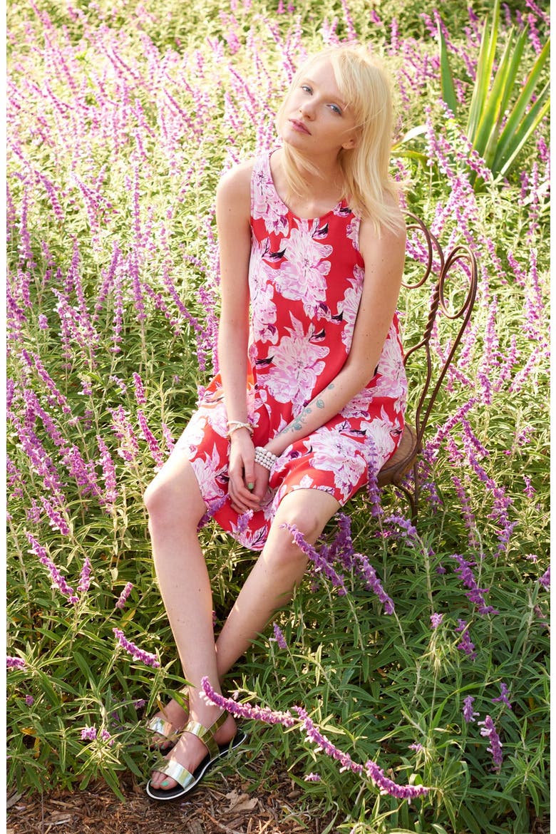 ASTR Racerback Shift Dress, Alternate, color, RED MULTI FLORAL