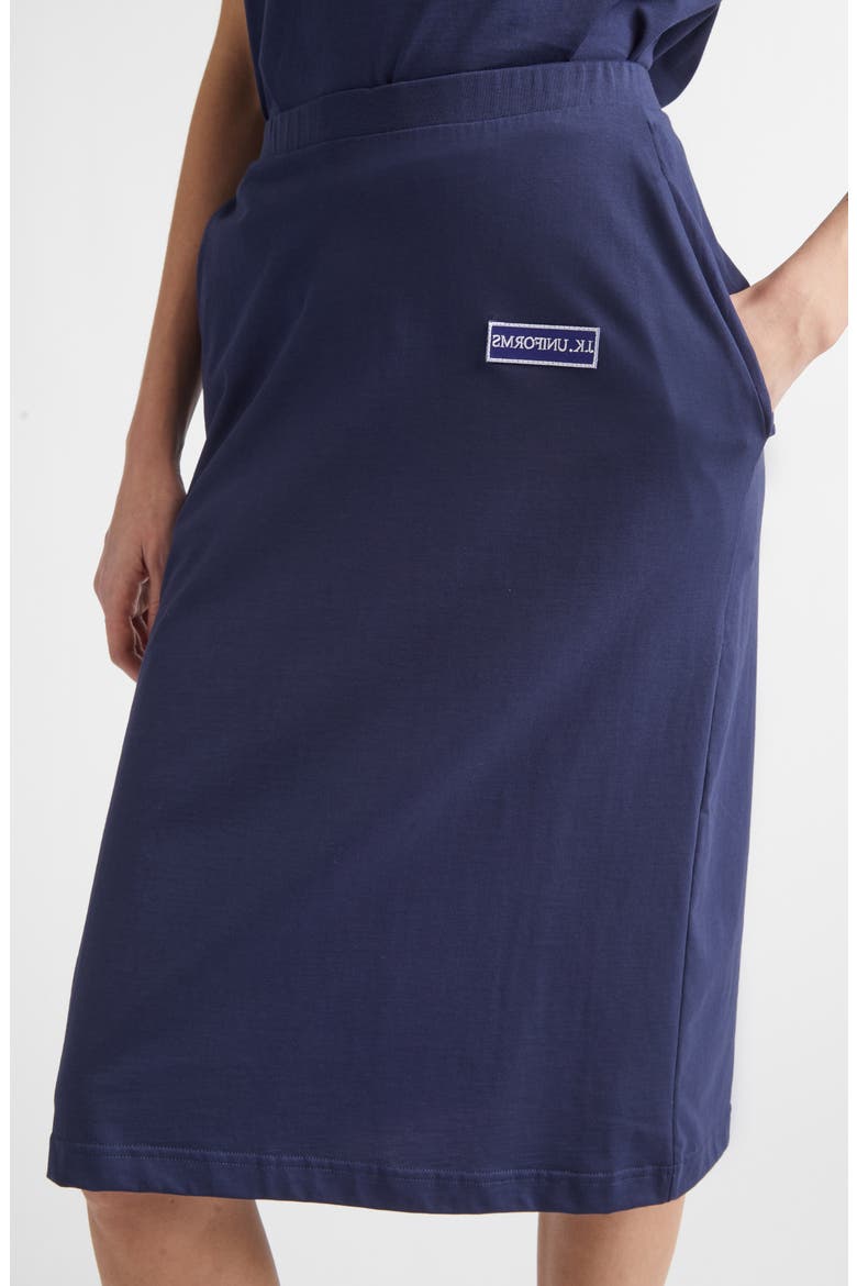 Johanna J.K. Finance Label Jersey Pencil Skirt, Alternate, color, DARK NAVY