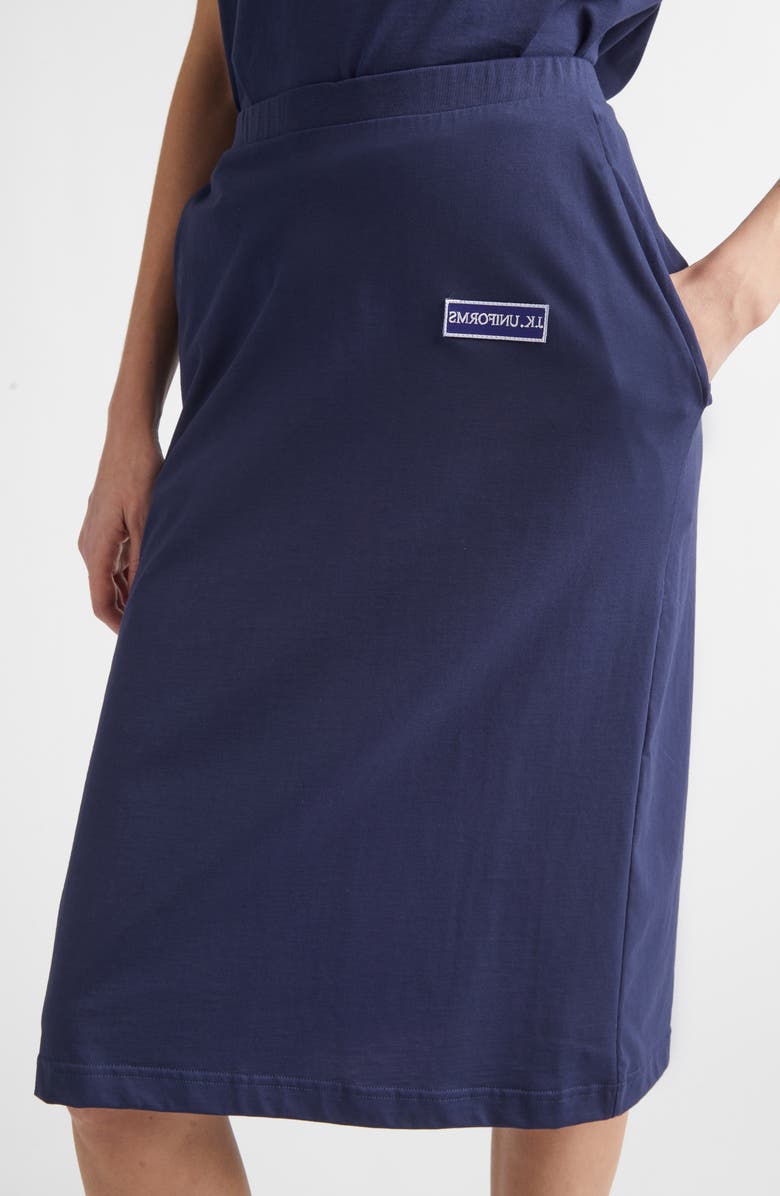 JULIE KEGELS Johanna J.K. Finance Label Jersey Pencil Skirt, Alternate, color, Dark Navy