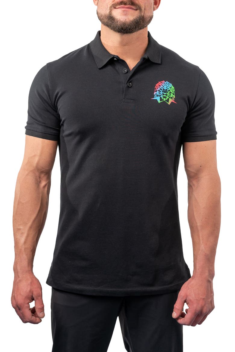 Cotton Graphic Polo, Main, color, BLACK