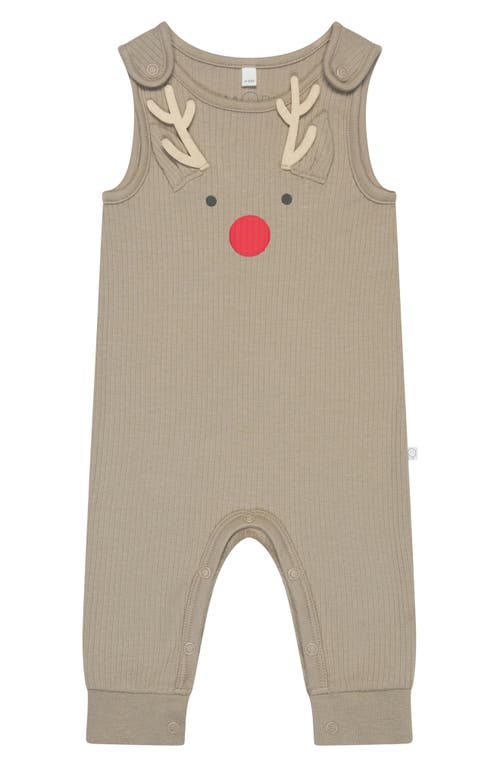 MORI Rib Reindeer Romper in Brown 