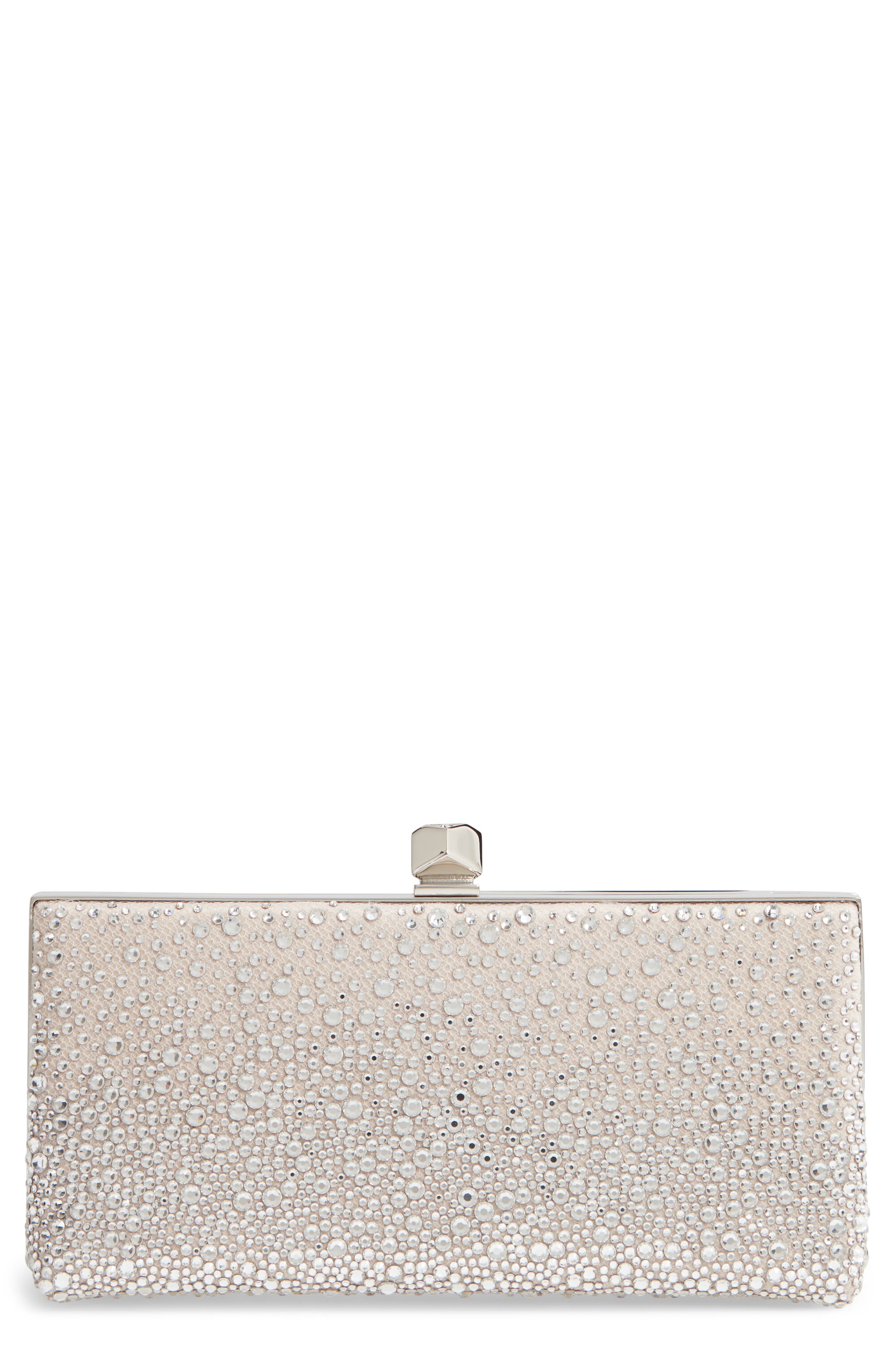 Jimmy Choo Celeste Sprinkled Crystal Mesh Frame Clutch, Main, color, 