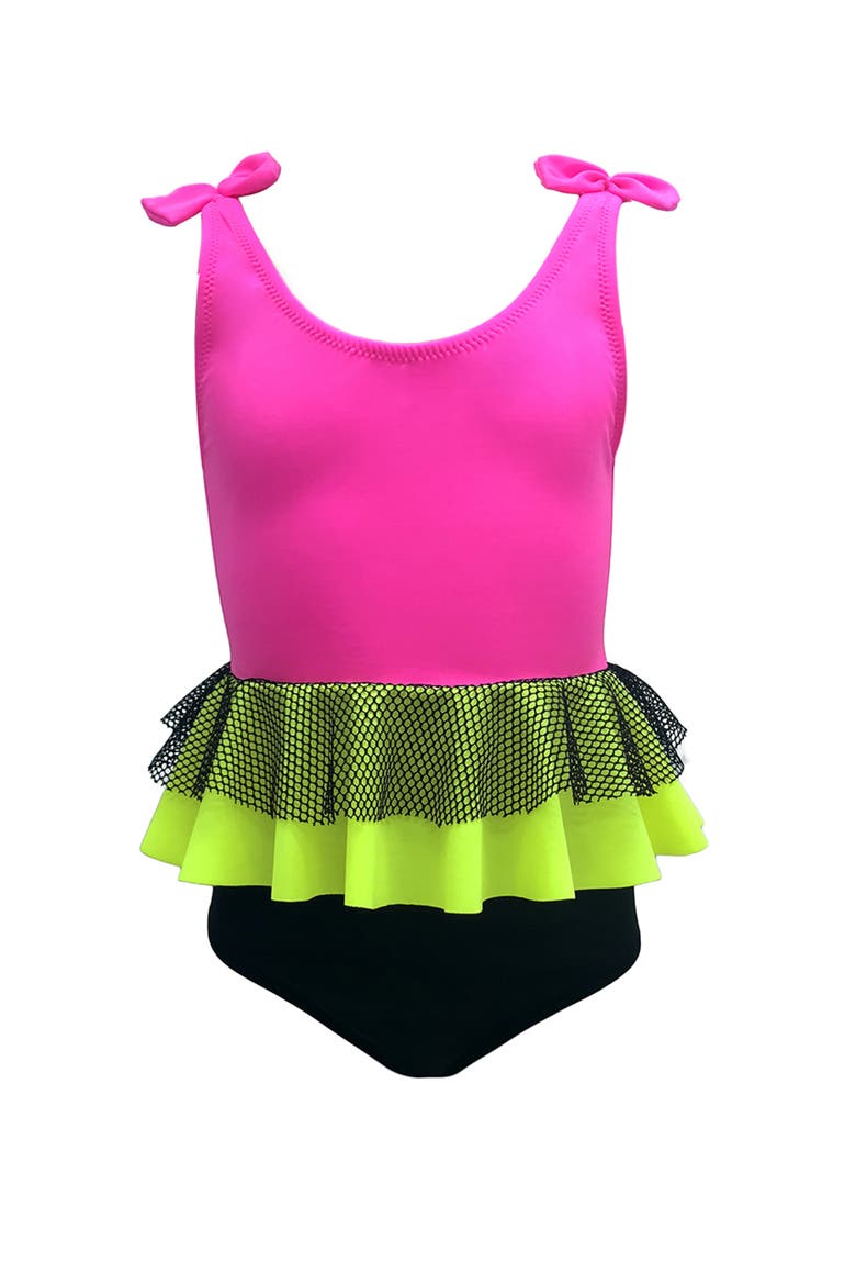 Layered Mesh Tutu with Tie Shoulders One-Piece Swimsuit, Toddler, Little Kid & Big Kid, Main, color, Pink